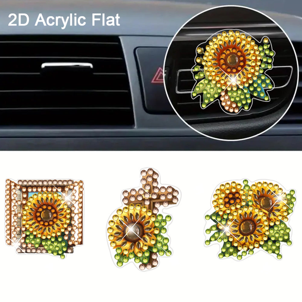 4pc Flower Animal DIY Diamond Painting Car Air Vent Clip Air Freshener for Adult