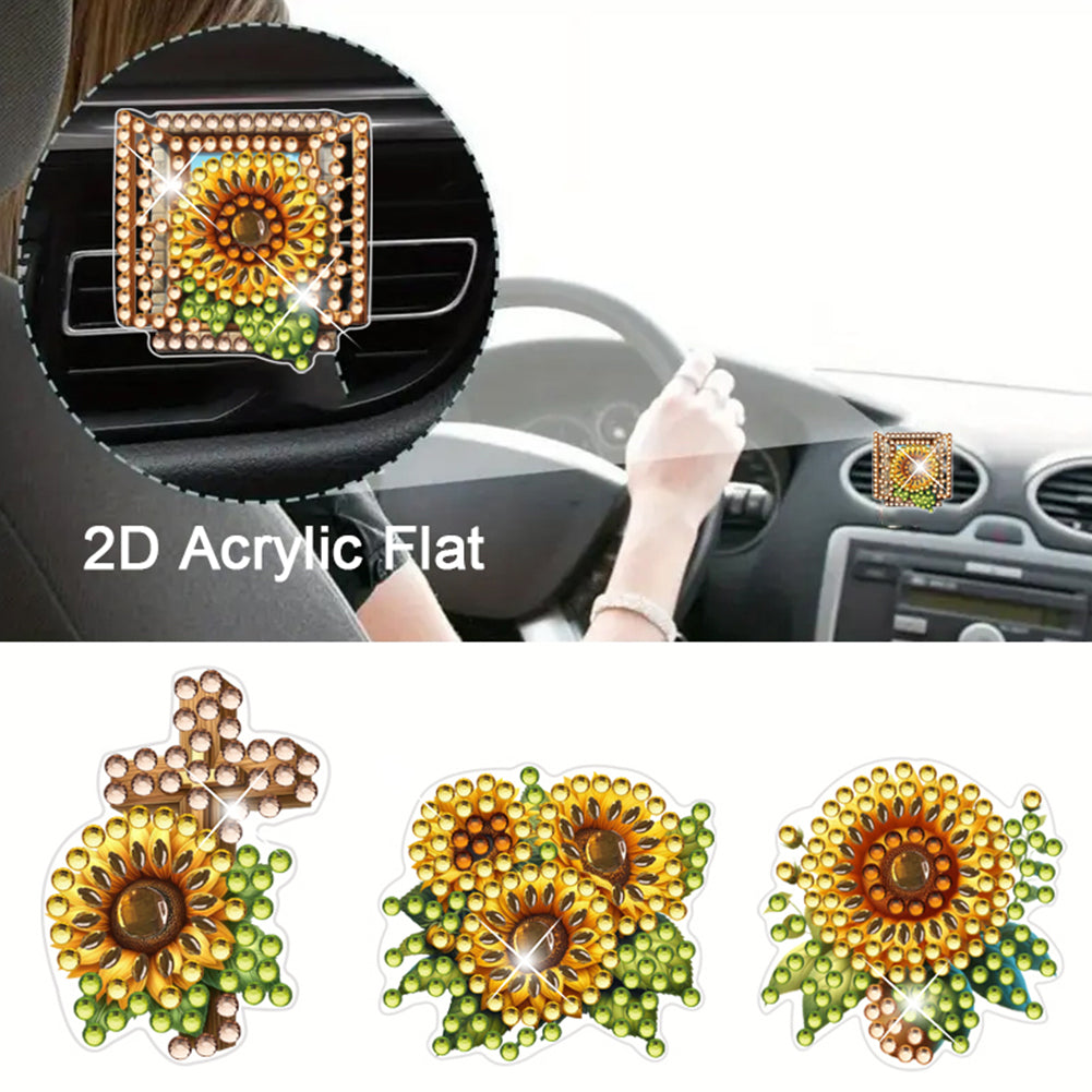 4pc Flower Animal DIY Diamond Painting Car Air Vent Clip Air Freshener for Adult