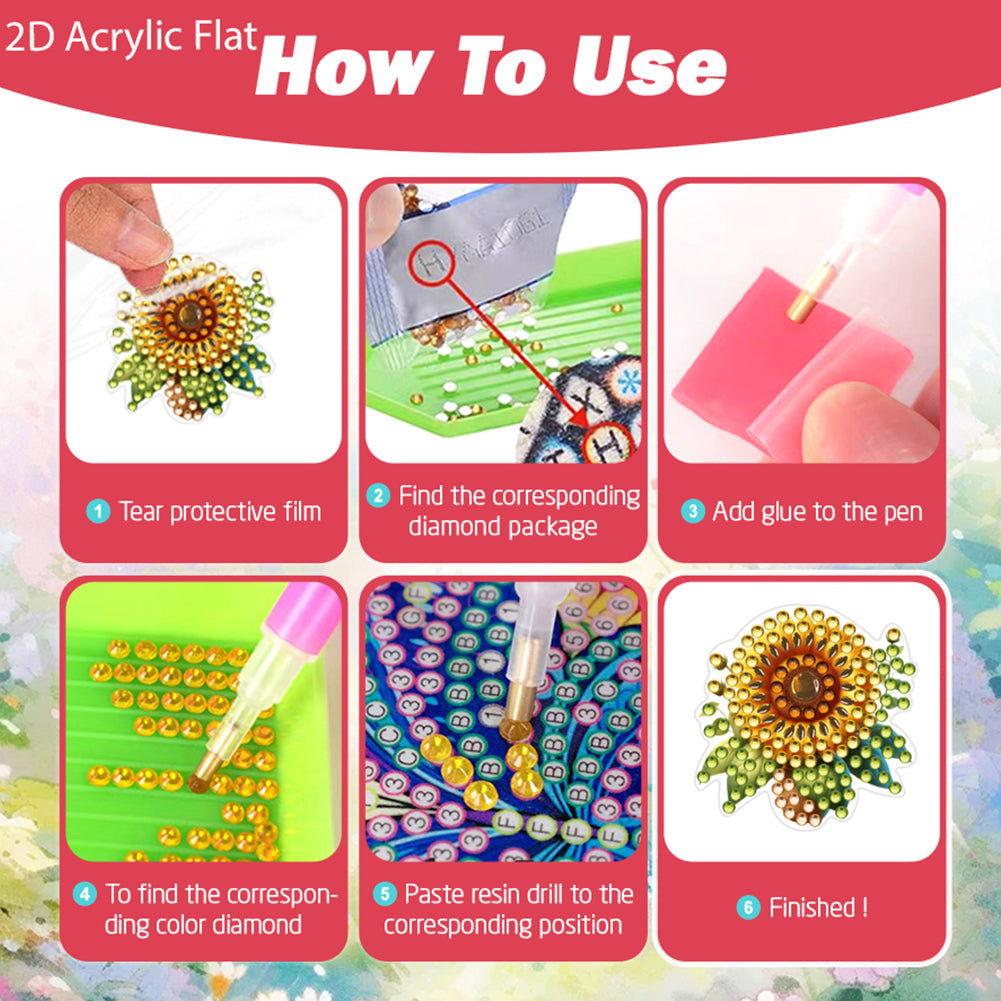 4pc Flower Animal DIY Diamond Painting Car Air Vent Clip Air Freshener for Adult