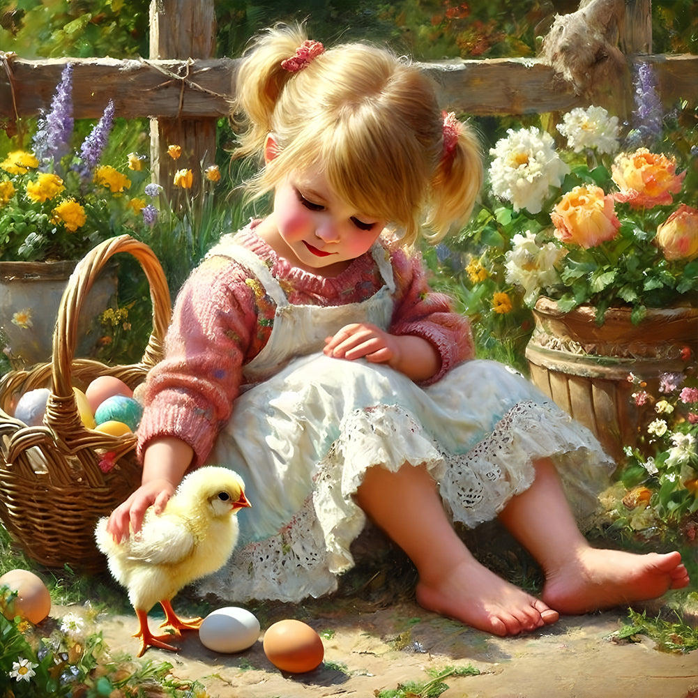 Cute Girl - Full Round Drill Diamond Painting 40*40CM