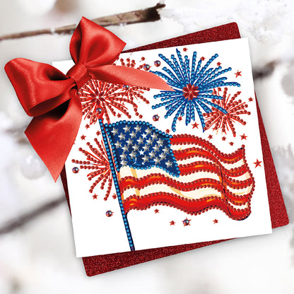 6Pcs Independence Day Diamond Painting Greeting Cards DIY Diamond Drawing Card