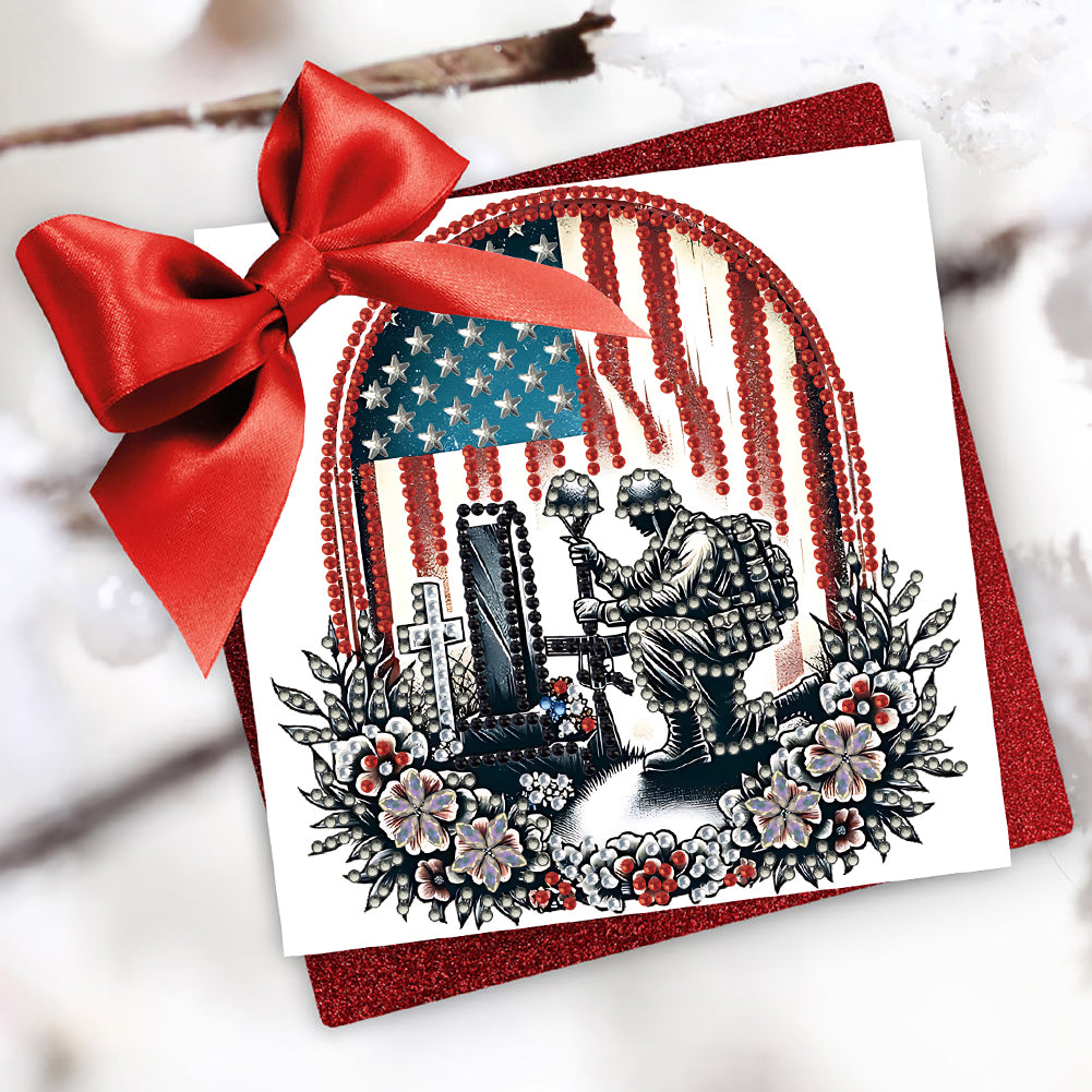 6Pcs Independence Day Diamond Painting Greeting Cards DIY Diamond Drawing Card