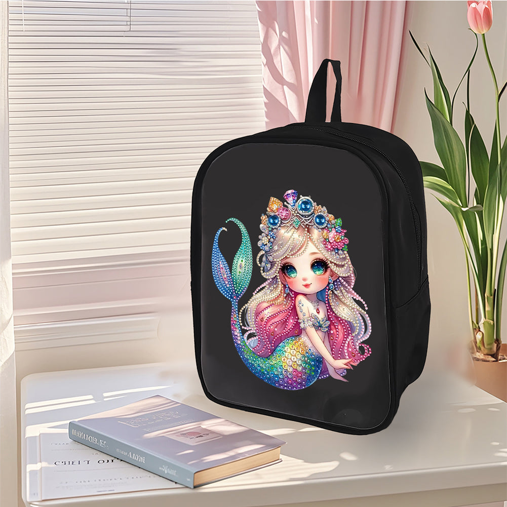 Mermaid Special Shape Diamond Art School Bag Diamond Art Knapsack for Art Crafts