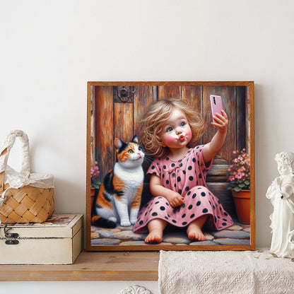 Cute Girl - Full Round Drill Diamond Painting 40*40CM