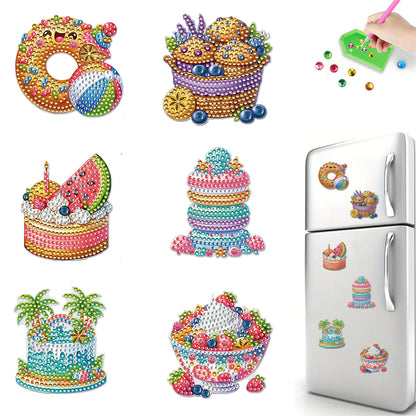 6 Pcs Diamond Art Fridge Magnet DIY Diamond Painting Refrigerator Magnet