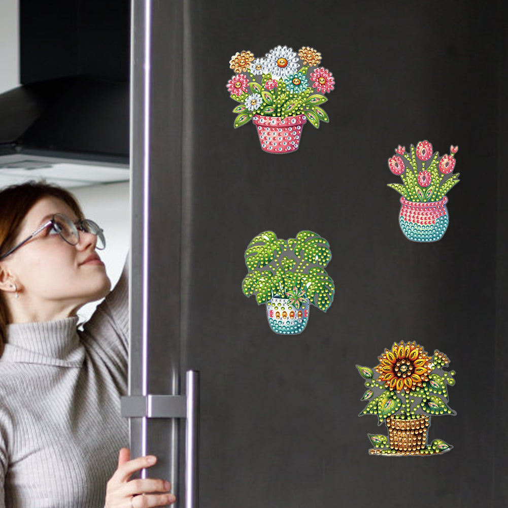 6 Pcs Diamond Art Fridge Magnet DIY Diamond Painting Refrigerator Magnet