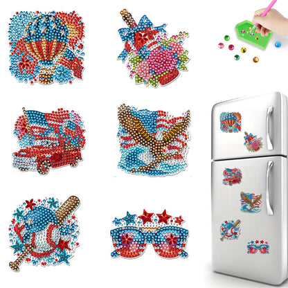 6 Pcs Diamond Art Fridge Magnet DIY Diamond Painting Refrigerator Magnet