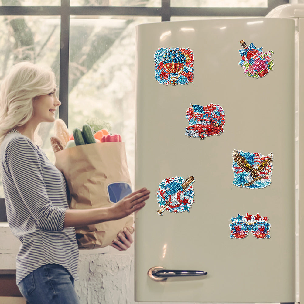 6 Pcs Diamond Art Fridge Magnet DIY Diamond Painting Refrigerator Magnet