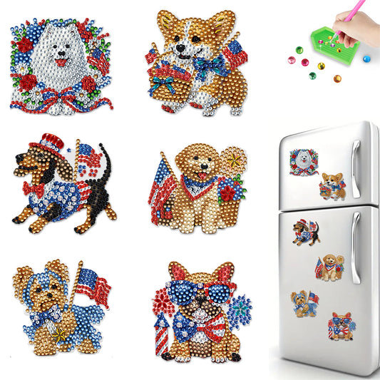 6 Pcs Diamond Art Fridge Magnet DIY Diamond Painting Refrigerator Magnet