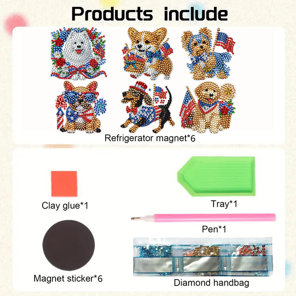6 Pcs Diamond Art Fridge Magnet DIY Diamond Painting Refrigerator Magnet