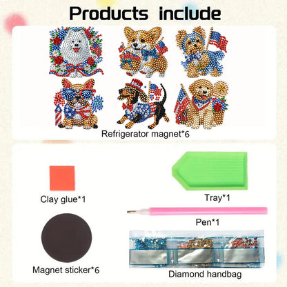 6 Pcs Diamond Art Fridge Magnet DIY Diamond Painting Refrigerator Magnet