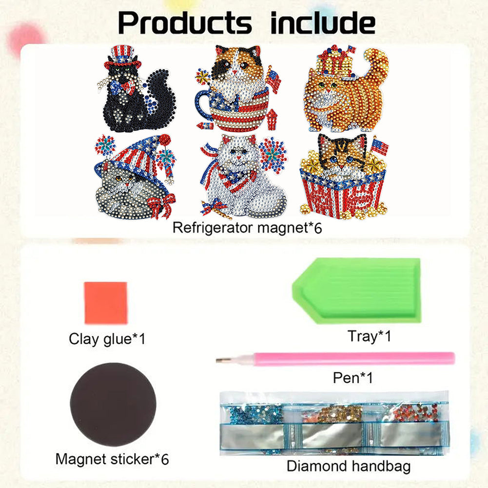 6 Pcs Diamond Art Fridge Magnet DIY Diamond Painting Refrigerator Magnet