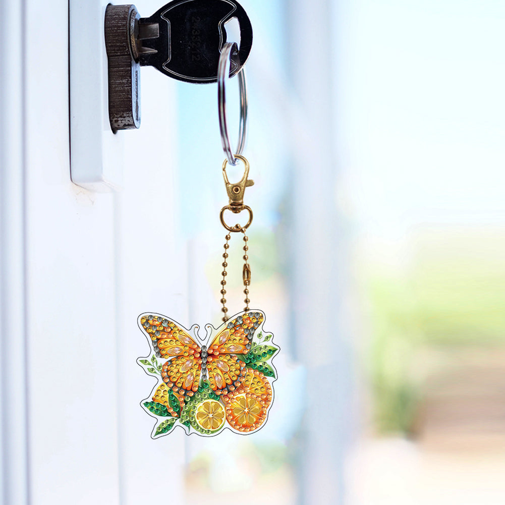 6Pcs Double Sided Special Shaped Beautiful Pattern Full Drill Keyring for Adults