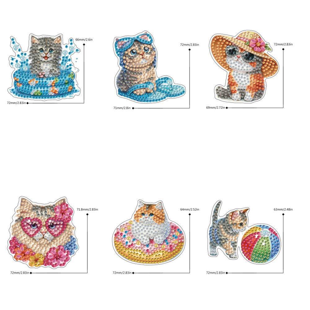 6Pcs Double Sided Special Shaped Beautiful Pattern Full Drill Keyring for Adults