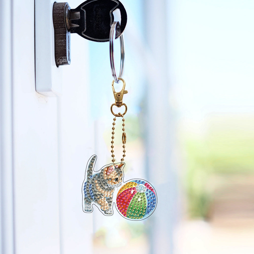 6Pcs Double Sided Special Shaped Beautiful Pattern Full Drill Keyring for Adults