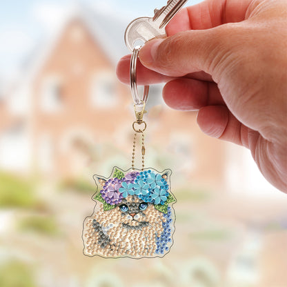 6Pcs Double Sided Special Shaped Beautiful Pattern Full Drill Keyring for Adults