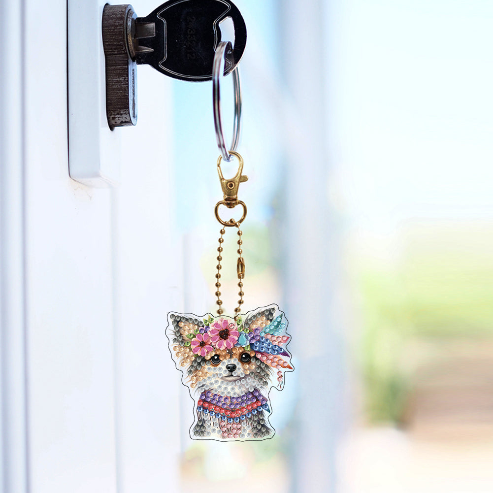 6Pcs Double Sided Special Shaped Beautiful Pattern Full Drill Keyring for Adults