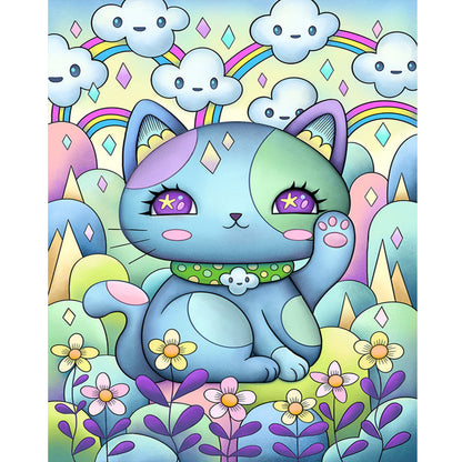 Blue Kitten - Full Round Drill Diamond Painting 40*50CM