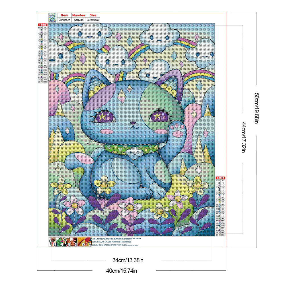 Blue Kitten - Full Round Drill Diamond Painting 40*50CM