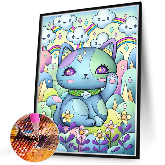 Blue Kitten - Full Round Drill Diamond Painting 40*50CM