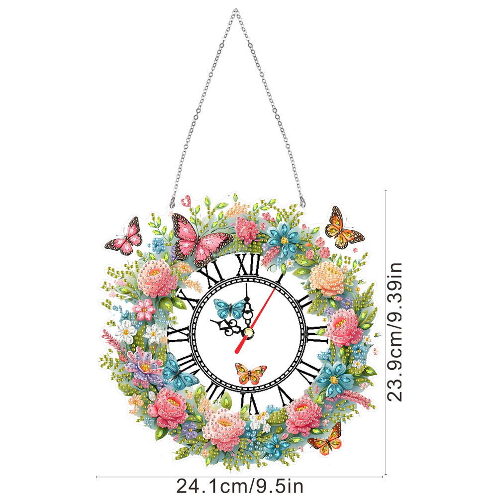 Acrylic Special Shape Flowers 5D Diamond Painting Clock Art Craft for Home Decor