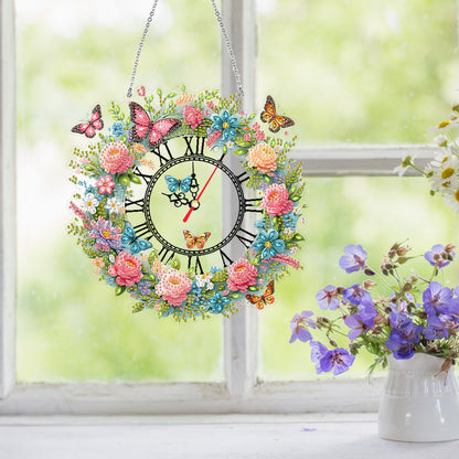 Acrylic Special Shape Flowers 5D Diamond Painting Clock Art Craft for Home Decor