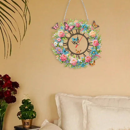 Acrylic Special Shape Flowers 5D Diamond Painting Clock Art Craft for Home Decor