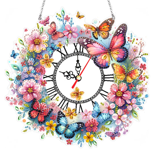 Acrylic Special Shape Flowers 5D Diamond Painting Clock Art Craft for Home Decor