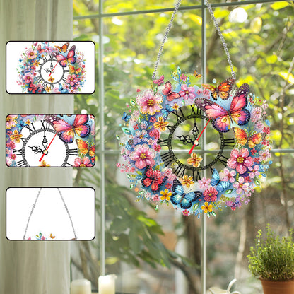 Acrylic Special Shape Flowers 5D Diamond Painting Clock Art Craft for Home Decor