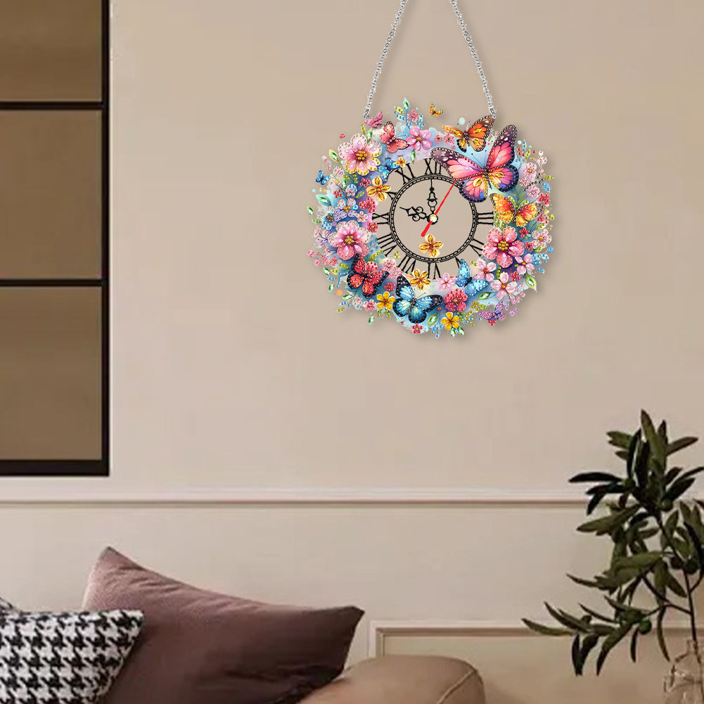 Acrylic Special Shape Flowers 5D Diamond Painting Clock Art Craft for Home Decor