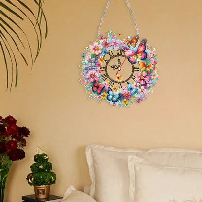 Acrylic Special Shape Flowers 5D Diamond Painting Clock Art Craft for Home Decor
