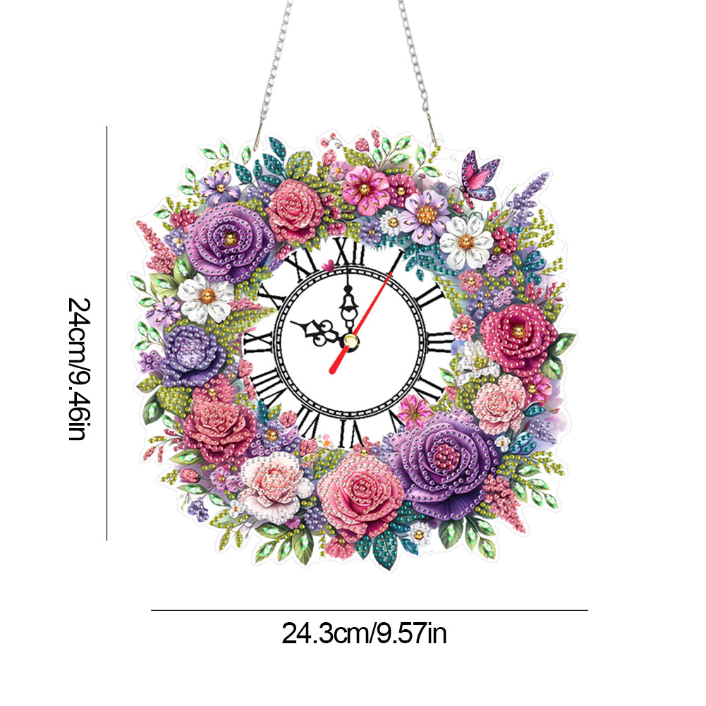 Acrylic Special Shape Flowers 5D Diamond Painting Clock Art Craft for Home Decor