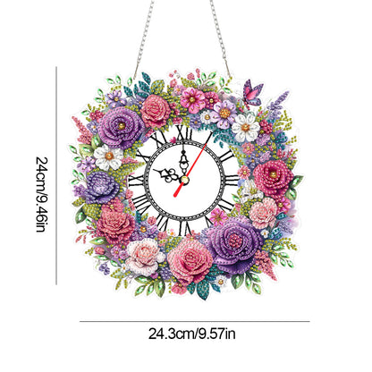Acrylic Special Shape Flowers 5D Diamond Painting Clock Art Craft for Home Decor
