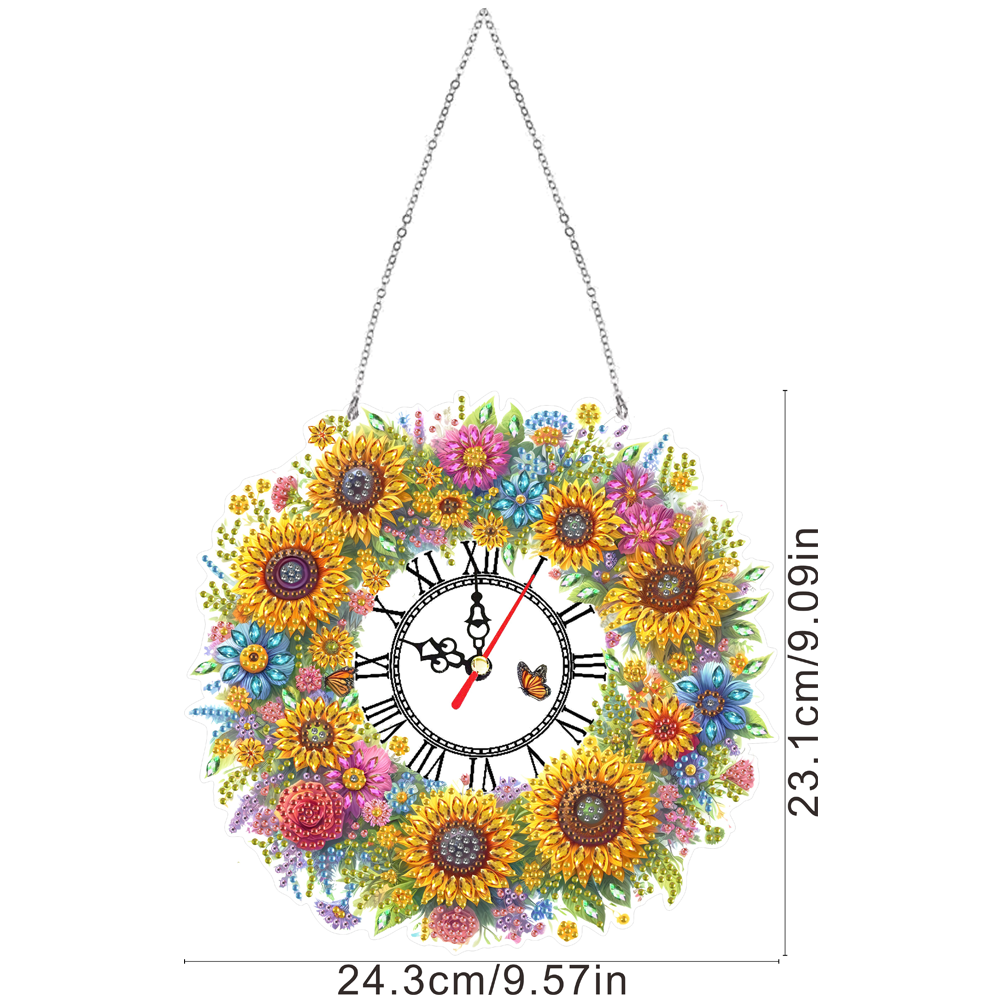 Acrylic Special Shape Flowers 5D Diamond Painting Clock Art Craft for Home Decor