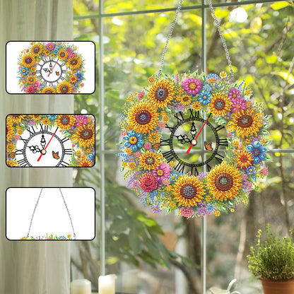 Acrylic Special Shape Flowers 5D Diamond Painting Clock Art Craft for Home Decor