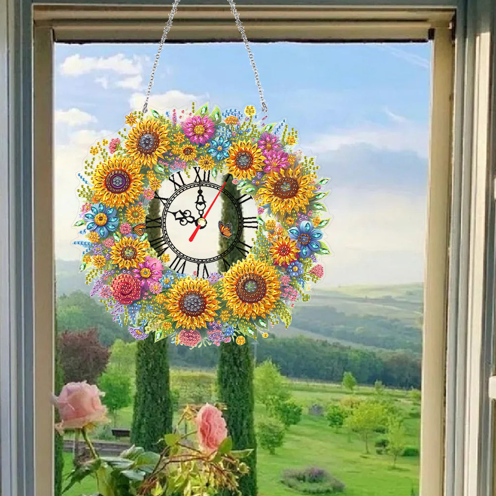 Acrylic Special Shape Flowers 5D Diamond Painting Clock Art Craft for Home Decor