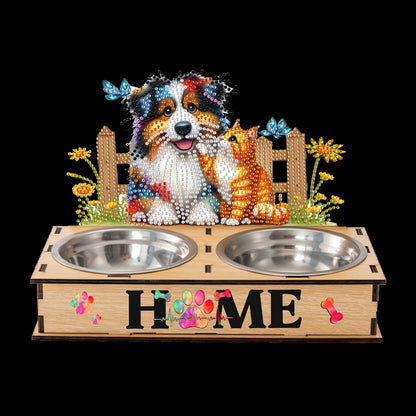 5D DIY Diamond Painting Water Feeder Diamond Art Dog Bowl for Small Medium Pets