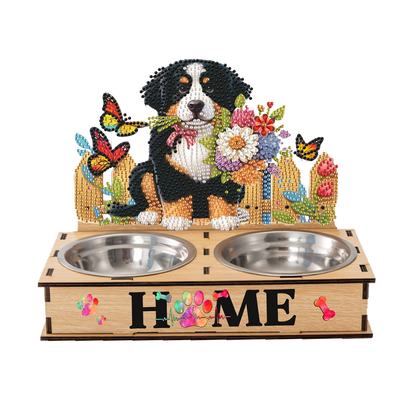 5D DIY Diamond Painting Water Feeder Diamond Art Dog Bowl for Small Medium Pets