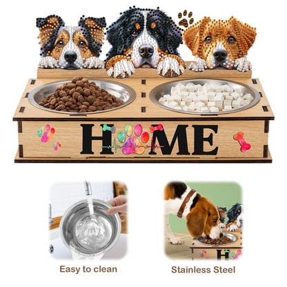 5D DIY Diamond Painting Water Feeder Diamond Art Dog Bowl for Small Medium Pets