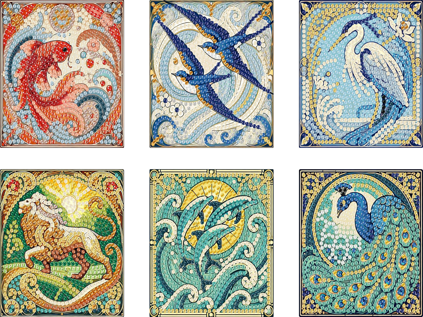 6Pcs Wooden Beautiful Pattern DIY Diamond Painting Coaster Art with Storage Rack