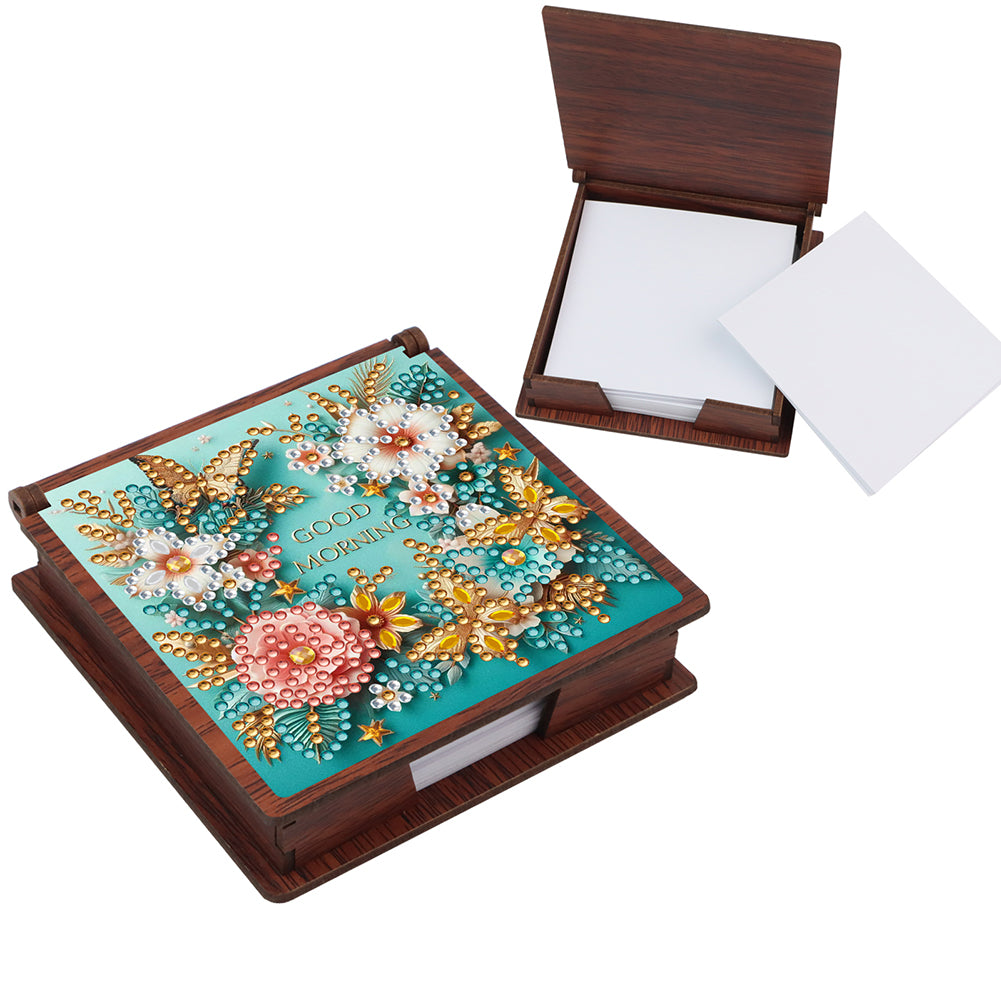 Wooden 5D Diamond Painting Kit Note Box with 160 Sheets Diamond Art Notepad Box