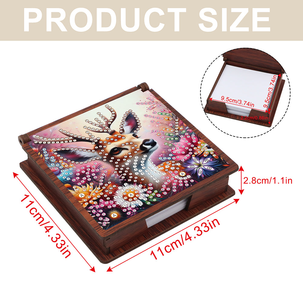 Wooden 5D Diamond Painting Kit Note Box with 160 Sheets Diamond Art Notepad Box