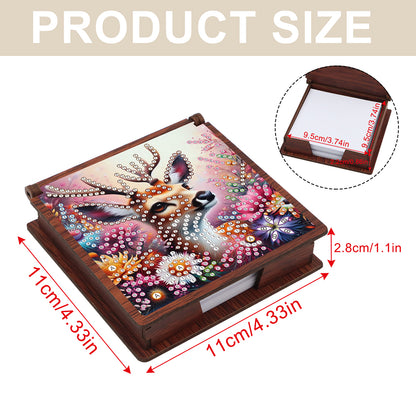 Wooden 5D Diamond Painting Kit Note Box with 160 Sheets Diamond Art Notepad Box