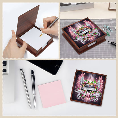 Wooden 5D Diamond Painting Kit Note Box with 160 Sheets Diamond Art Notepad Box