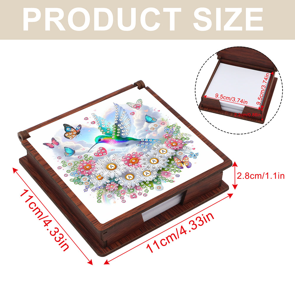 Wooden 5D Diamond Painting Kit Note Box with 160 Sheets Diamond Art Notepad Box