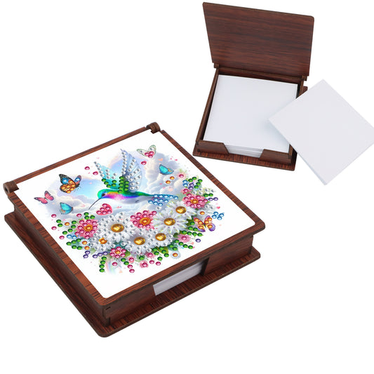 Wooden 5D Diamond Painting Kit Note Box with 160 Sheets Diamond Art Notepad Box