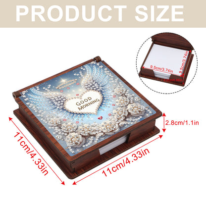 Wooden 5D Diamond Painting Kit Note Box with 160 Sheets Diamond Art Notepad Box