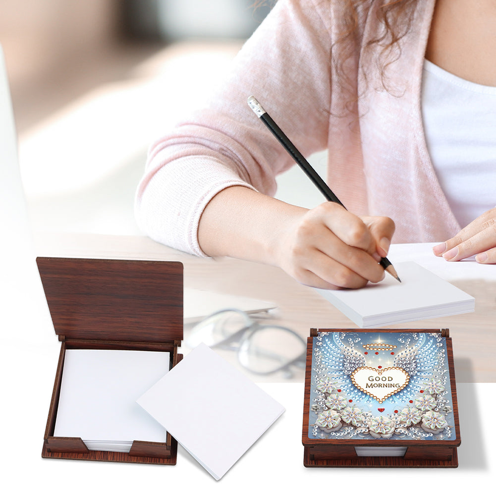 Wooden 5D Diamond Painting Kit Note Box with 160 Sheets Diamond Art Notepad Box