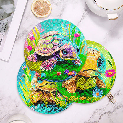 4 Pcs Wooden Diamond Painting Placemats with Holder Round Diamond Art Table Mats