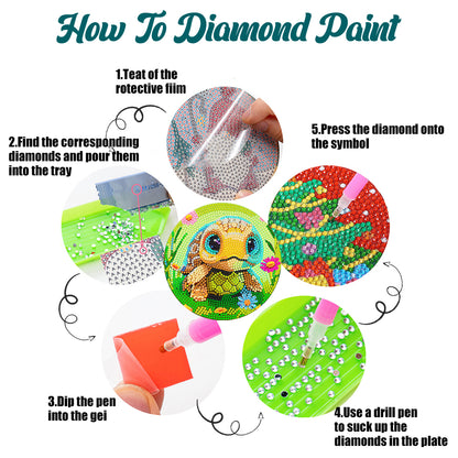 4 Pcs Wooden Diamond Painting Placemats with Holder Round Diamond Art Table Mats